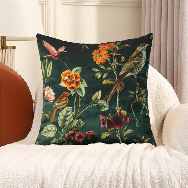 Birds Flowers Decorative Toss Pillows Cover 4PC Soft Square Cushion Case Pillowcase for Bedroom Livingroom Sofa Couch Chair Birds Flowers Decorative Toss Pillows Cover 4PC Soft Square Cushion Case Pillowcase for Bedroom Livingroom Sofa Couch Chair