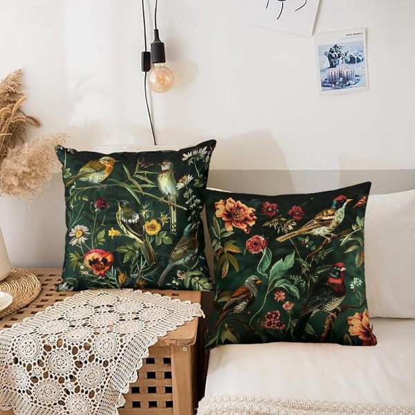 Birds Flowers Decorative Toss Pillows Cover 4PC Soft Square Cushion Case Pillowcase for Bedroom Livingroom Sofa Couch Chair Birds Flowers Decorative Toss Pillows Cover 4PC Soft Square Cushion Case Pillowcase for Bedroom Livingroom Sofa Couch Chair