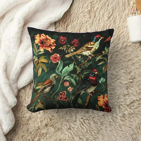Birds Flowers Decorative Toss Pillows Cover 4PC Soft Square Cushion Case Pillowcase for Bedroom Livingroom Sofa Couch Chair Birds Flowers Decorative Toss Pillows Cover 4PC Soft Square Cushion Case Pillowcase for Bedroom Livingroom Sofa Couch Chair