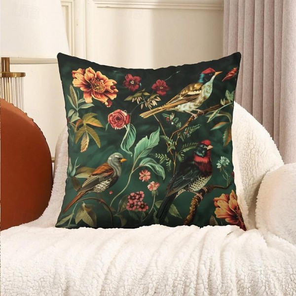 Birds Flowers Decorative Toss Pillows Cover 4PC Soft Square Cushion Case Pillowcase for Bedroom Livingroom Sofa Couch Chair Birds Flowers Decorative Toss Pillows Cover 4PC Soft Square Cushion Case Pillowcase for Bedroom Livingroom Sofa Couch Chair