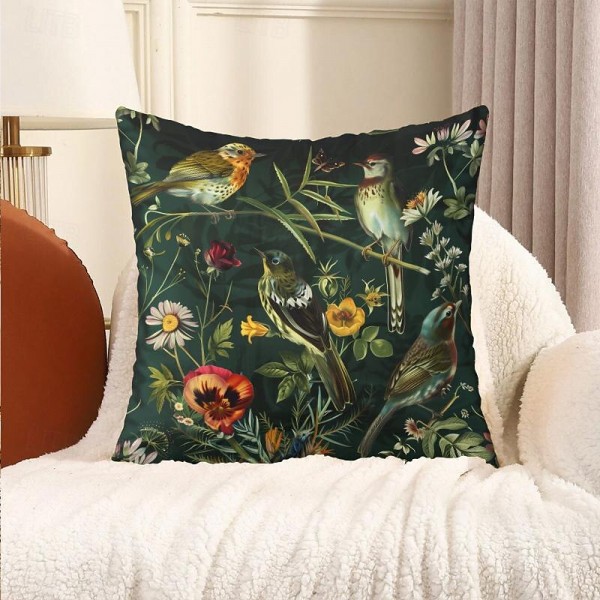 Birds Flowers Decorative Toss Pillows Cover 4PC Soft Square Cushion Case Pillowcase for Bedroom Livingroom Sofa Couch Chair Birds Flowers Decorative Toss Pillows Cover 4PC Soft Square Cushion Case Pillowcase for Bedroom Livingroom Sofa Couch Chair