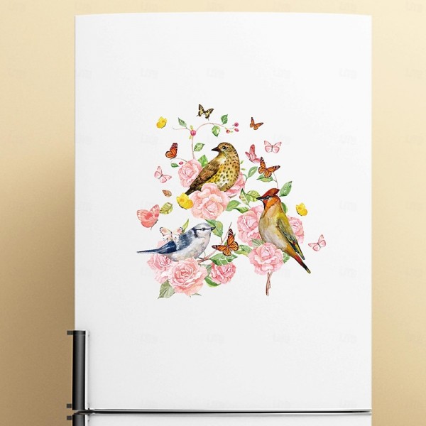 Peony Cuckoo Hummingbird Whale Refrigerator Sticker Toilet Sticker Washing Machine Sticker Toilet Toilet Bathroom Kitchen Laundry Room Can Remove Home Background Decoration Wall Sticker