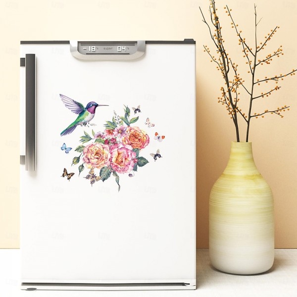 Peony Cuckoo Hummingbird Whale Refrigerator Sticker Toilet Sticker Washing Machine Sticker Toilet Toilet Bathroom Kitchen Laundry Room Can Remove Home Background Decoration Wall Sticker