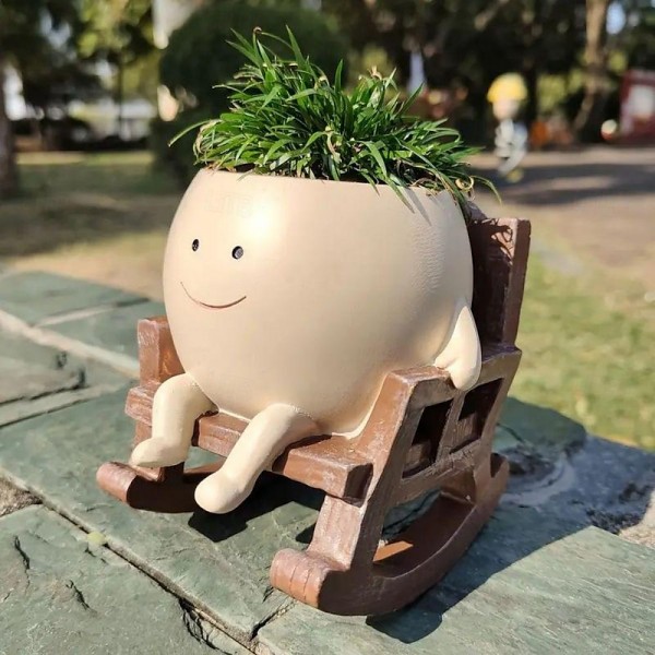 Garden Plant Pot With Small Rocking Chair Design, Made Of Resin, Suitable For Succulents And Other Plants, Perfect For Home Gardening Decoration Garden Plant Pot With Small Rocking Chair Design, Made Of Resin, Suitable For Succulents And Other Plants, Perfect For Home Gardening Decoration