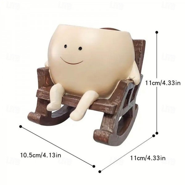 Garden Plant Pot With Small Rocking Chair Design, Made Of Resin, Suitable For Succulents And Other Plants, Perfect For Home Gardening Decoration Garden Plant Pot With Small Rocking Chair Design, Made Of Resin, Suitable For Succulents And Other Plants, Perfect For Home Gardening Decoration