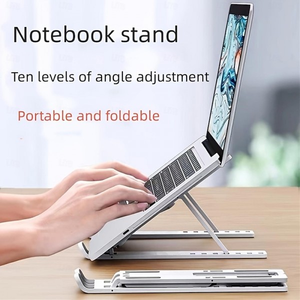 Adjustable Laptop Stand - Foldable, Portable Aluminum Alloy Stand, Breathable and Lightweight, Compatible Laptops, and Tablets Adjustable Laptop Stand - Foldable, Portable Aluminum Alloy Stand, Breathable and Lightweight, Compatible Laptops, and Tablets