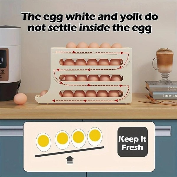 4 Tiers Egg Holder for Fridge,Egg Holder for Fridge, Eggs Dispenser Auto Rolling Egg Tray Storage 30 Egg Container Space-Saving Egg Roller for Refrigerator 4 Tiers Egg Holder for Fridge,Egg Holder for Fridge, Eggs Dispenser Auto Rolling Egg Tray Storage 30 Egg Container Space-Saving Egg Roller for Refrigerator