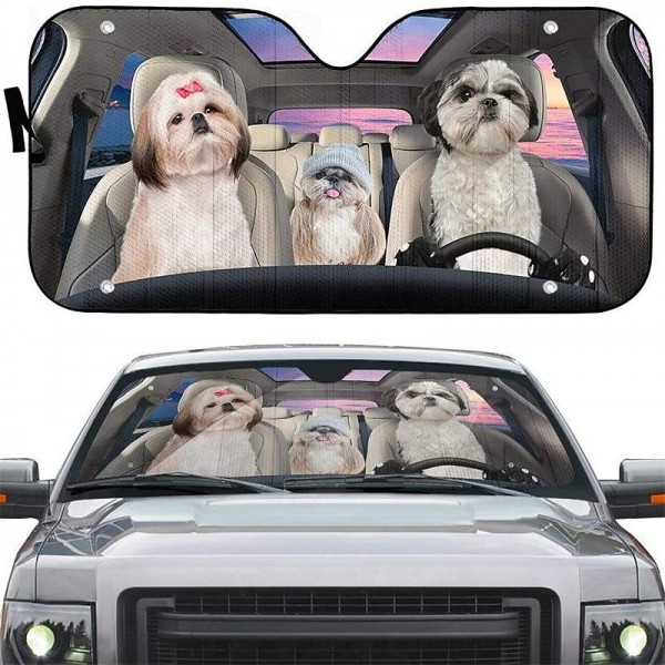 Fun Pet Pattern Car Sunshade - 3D Printed Front Windshield Sun Blocker - UV Protection and Heat Shield Fun Pet Pattern Car Sunshade - 3D Printed Front Windshield Sun Blocker - UV Protection and Heat Shield