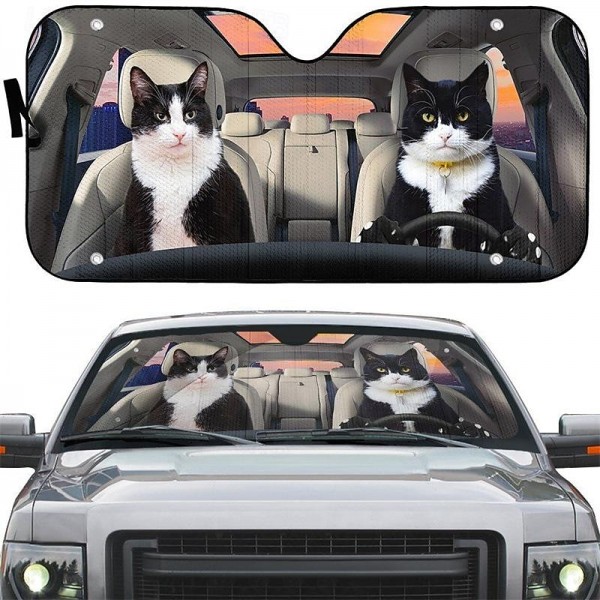 Fun Pet Pattern Car Sunshade - 3D Printed Front Windshield Sun Blocker - UV Protection and Heat Shield Fun Pet Pattern Car Sunshade - 3D Printed Front Windshield Sun Blocker - UV Protection and Heat Shield
