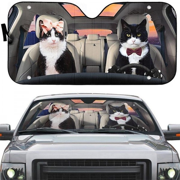 Fun Pet Pattern Car Sunshade - 3D Printed Front Windshield Sun Blocker - UV Protection and Heat Shield Fun Pet Pattern Car Sunshade - 3D Printed Front Windshield Sun Blocker - UV Protection and Heat Shield