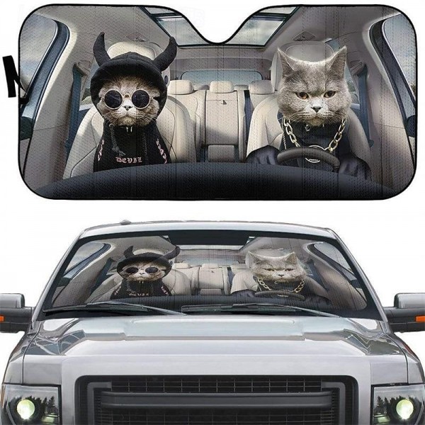 Fun Pet Pattern Car Sunshade - 3D Printed Front Windshield Sun Blocker - UV Protection and Heat Shield Fun Pet Pattern Car Sunshade - 3D Printed Front Windshield Sun Blocker - UV Protection and Heat Shield