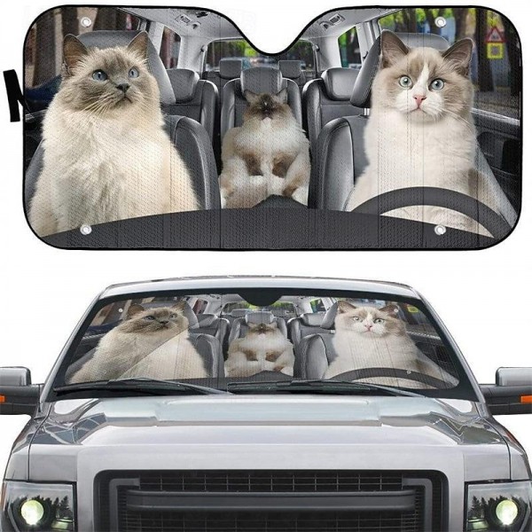 Fun Pet Pattern Car Sunshade - 3D Printed Front Windshield Sun Blocker - UV Protection and Heat Shield Fun Pet Pattern Car Sunshade - 3D Printed Front Windshield Sun Blocker - UV Protection and Heat Shield