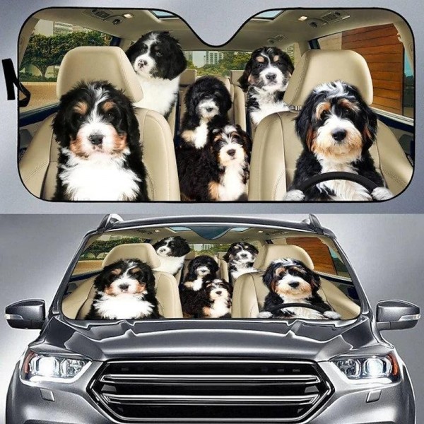 Fun Pet Pattern Car Sunshade - 3D Printed Front Windshield Sun Blocker - UV Protection and Heat Shield Fun Pet Pattern Car Sunshade - 3D Printed Front Windshield Sun Blocker - UV Protection and Heat Shield