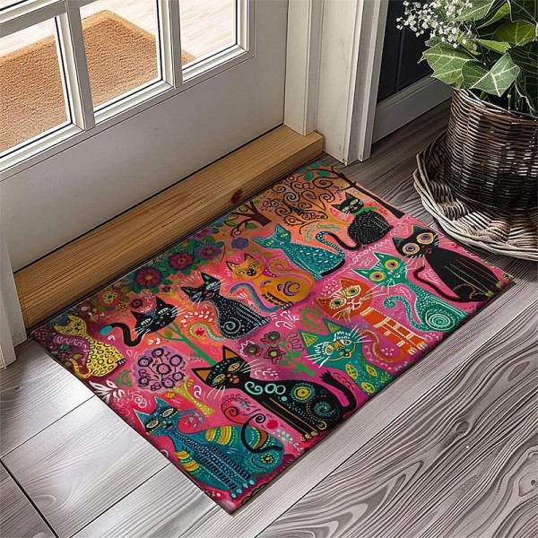 Folk Art Cats Doormat Kitchen Mat Floor Mat Non-Slip Area Rug Oil Proof Rug Indoor Outdoor Mat Bedroom Decor Bathroom Mat Entrance Entreyway Rug Folk Art Cats Doormat Kitchen Mat Floor Mat Non-Slip Area Rug Oil Proof Rug Indoor Outdoor Mat Bedroom Decor Bathroom Mat Entrance Entreyway Rug