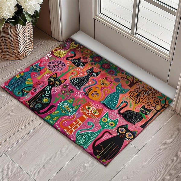 Folk Art Cats Doormat Kitchen Mat Floor Mat Non-Slip Area Rug Oil Proof Rug Indoor Outdoor Mat Bedroom Decor Bathroom Mat Entrance Entreyway Rug Folk Art Cats Doormat Kitchen Mat Floor Mat Non-Slip Area Rug Oil Proof Rug Indoor Outdoor Mat Bedroom Decor Bathroom Mat Entrance Entreyway Rug
