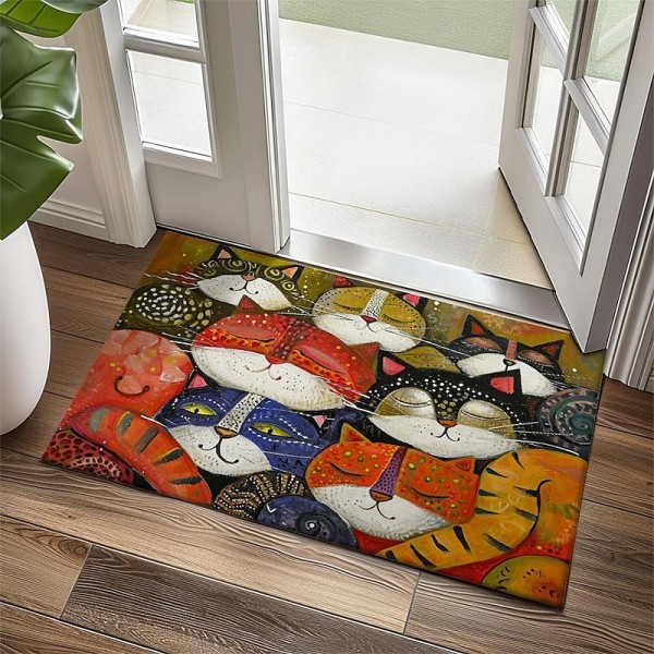 Folk Art Cats Doormat Kitchen Mat Floor Mat Non-Slip Area Rug Oil Proof Rug Indoor Outdoor Mat Bedroom Decor Bathroom Mat Entrance Entreyway Rug Folk Art Cats Doormat Kitchen Mat Floor Mat Non-Slip Area Rug Oil Proof Rug Indoor Outdoor Mat Bedroom Decor Bathroom Mat Entrance Entreyway Rug