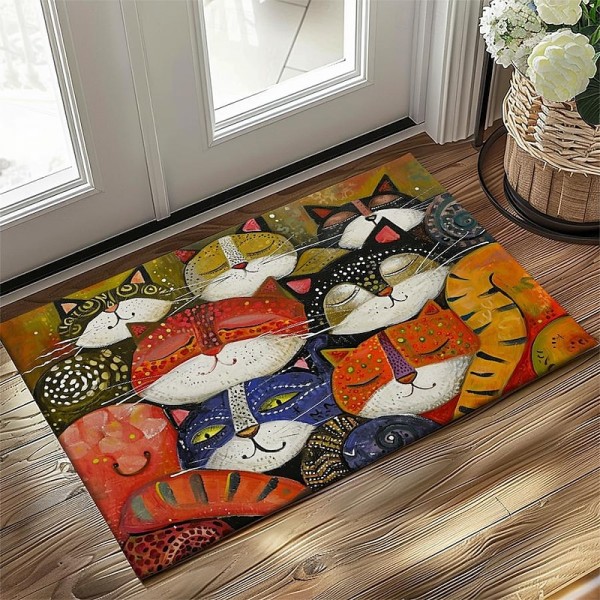 Folk Art Cats Doormat Kitchen Mat Floor Mat Non-Slip Area Rug Oil Proof Rug Indoor Outdoor Mat Bedroom Decor Bathroom Mat Entrance Entreyway Rug Folk Art Cats Doormat Kitchen Mat Floor Mat Non-Slip Area Rug Oil Proof Rug Indoor Outdoor Mat Bedroom Decor Bathroom Mat Entrance Entreyway Rug