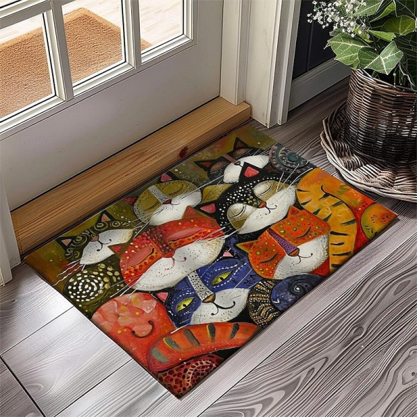 Folk Art Cats Doormat Kitchen Mat Floor Mat Non-Slip Area Rug Oil Proof Rug Indoor Outdoor Mat Bedroom Decor Bathroom Mat Entrance Entreyway Rug Folk Art Cats Doormat Kitchen Mat Floor Mat Non-Slip Area Rug Oil Proof Rug Indoor Outdoor Mat Bedroom Decor Bathroom Mat Entrance Entreyway Rug