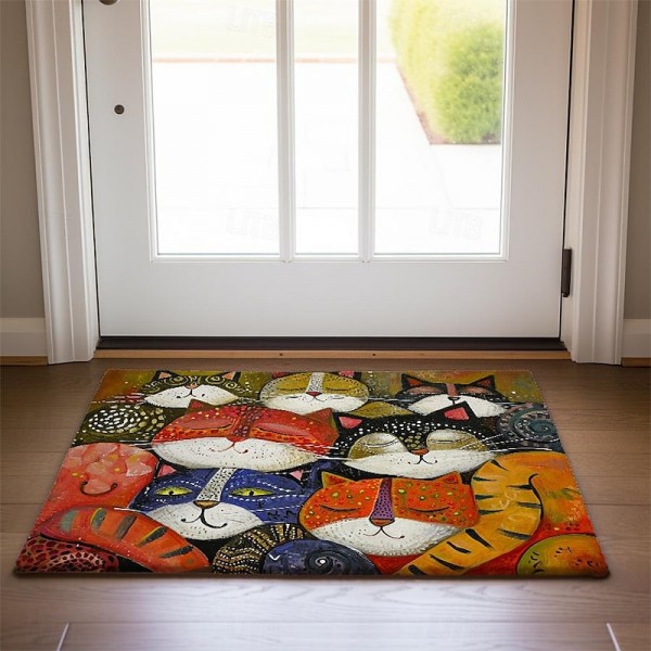 Folk Art Cats Doormat Kitchen Mat Floor Mat Non-Slip Area Rug Oil Proof Rug Indoor Outdoor Mat Bedroom Decor Bathroom Mat Entrance Entreyway Rug Folk Art Cats Doormat Kitchen Mat Floor Mat Non-Slip Area Rug Oil Proof Rug Indoor Outdoor Mat Bedroom Decor Bathroom Mat Entrance Entreyway Rug