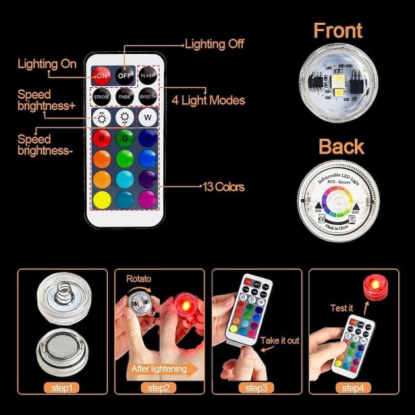 3LED Battery Remote Control Diving Tank Light 1pcs
