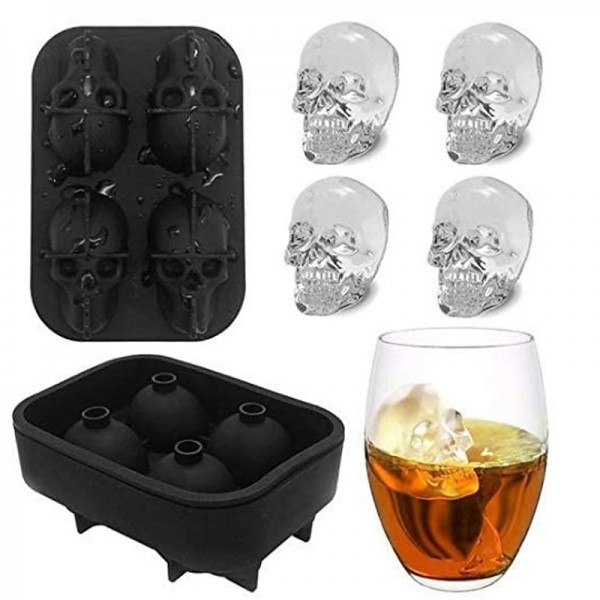 4 Ice Cube Skull Ball Skeleton Mold DIY Skull Ice Box Silicone Mold DIY Homemade for Party Bar Halloween 4 Ice Cube Skull Ball Skeleton Mold DIY Skull Ice Box Silicone Mold DIY Homemade for Party Bar Halloween