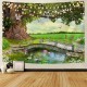 Beautiful wooden ladder waterfall scenery tapestry hanging cloth background cloth decorative cloth hanging cloth Beautiful wooden ladder waterfall scenery tapestry hanging cloth background cloth decorative cloth hanging cloth