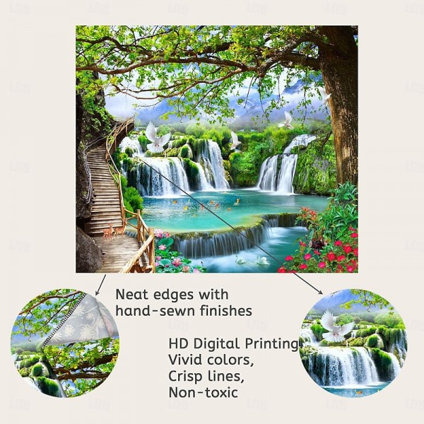 Beautiful wooden ladder waterfall scenery tapestry hanging cloth background cloth decorative cloth hanging cloth Beautiful wooden ladder waterfall scenery tapestry hanging cloth background cloth decorative cloth hanging cloth