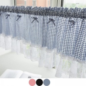 Kitchen Curtains, Valance Curtains, Short Cafe Curtains Farmhouse Tier Curtains Short Window Treatments With Lace 1 Panel Rod Pocket Plaid
