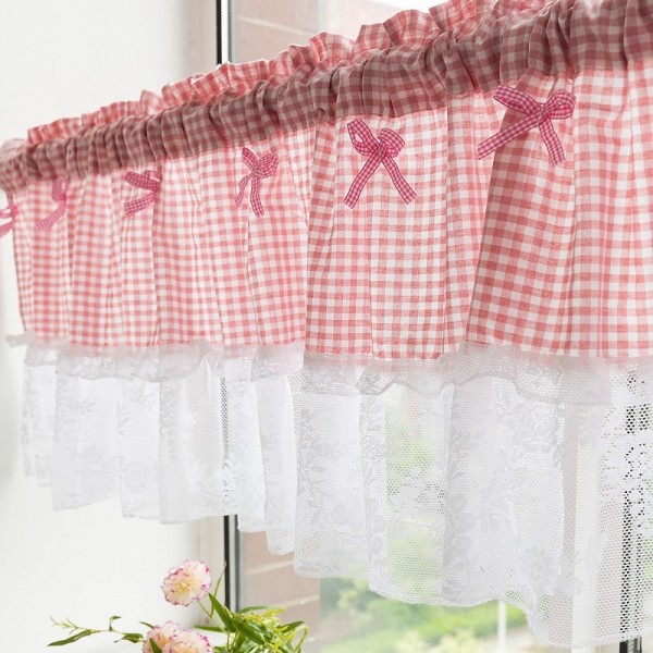 Kitchen Curtains, Valance Curtains, Short Cafe Curtains Farmhouse Tier Curtains Short Window Treatments With Lace 1 Panel Rod Pocket Plaid Kitchen Curtains, Valance Curtains, Short Cafe Curtains Farmhouse Tier Curtains Short Window Treatments With Lace 1 Panel Rod Pocket Plaid