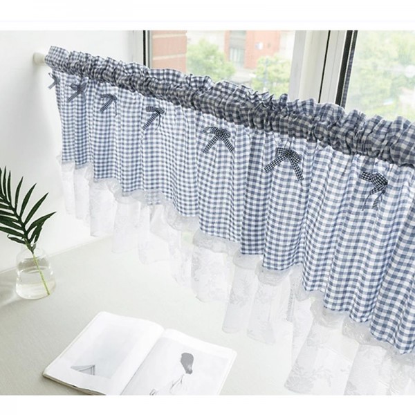Kitchen Curtains, Valance Curtains, Short Cafe Curtains Farmhouse Tier Curtains Short Window Treatments With Lace 1 Panel Rod Pocket Plaid Kitchen Curtains, Valance Curtains, Short Cafe Curtains Farmhouse Tier Curtains Short Window Treatments With Lace 1 Panel Rod Pocket Plaid