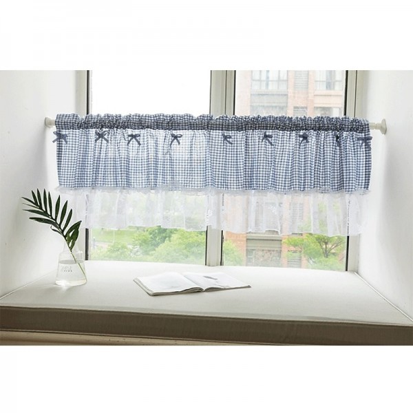 Kitchen Curtains, Valance Curtains, Short Cafe Curtains Farmhouse Tier Curtains Short Window Treatments With Lace 1 Panel Rod Pocket Plaid Kitchen Curtains, Valance Curtains, Short Cafe Curtains Farmhouse Tier Curtains Short Window Treatments With Lace 1 Panel Rod Pocket Plaid