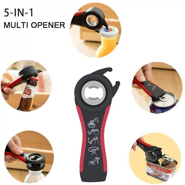 Jar Opener 5 in 1 Multi Function Can Opener Bottle Opener Kit with Silicone Handle Easy to Use for Children Elderly and Arthritis Sufferers Jar Opener 5 in 1 Multi Function Can Opener Bottle Opener Kit with Silicone Handle Easy to Use for Children Elderly and Arthritis Sufferers