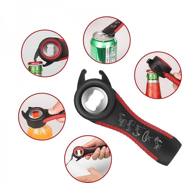 Jar Opener 5 in 1 Multi Function Can Opener Bottle Opener Kit with Silicone Handle Easy to Use for Children Elderly and Arthritis Sufferers Jar Opener 5 in 1 Multi Function Can Opener Bottle Opener Kit with Silicone Handle Easy to Use for Children Elderly and Arthritis Sufferers