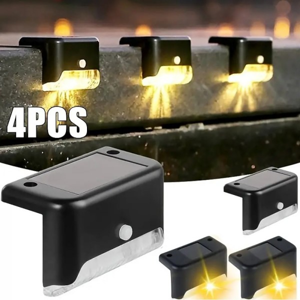 4pcs Solar Step Lights Outdoor LED Deck Stair Lights Waterproof LED for Garden Fence Step Railing Stairs Yard Patio Pathway Holiday Light 4pcs Solar Step Lights Outdoor LED Deck Stair Lights Waterproof LED for Garden Fence Step Railing Stairs Yard Patio Pathway Holiday Light