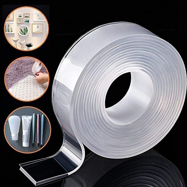 Double Sided Tape Tape Waterproof Wall Tape Reusable Heat Resistant Bathroom Home Decoration Tapes Transparent Strips Transparent Tape Poster Carpet Tape for Paste Items 3x200cm(1x79in) Double Sided Tape Tape Waterproof Wall Tape Reusable Heat Resistant Bathroom Home Decoration Tapes Transparent Strips Transparent Tape Poster Carpet Tape for Paste Items 3x200cm(1x79in)