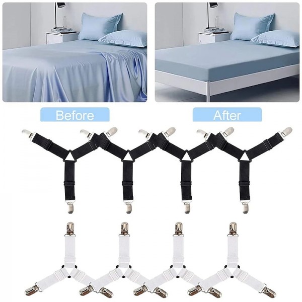 4Pcs/Set Elastic Bed Sheet Grippers Belt Fastener Bed Sheet Clips Mattress Cover Blankets Quilt Holder Textiles Organize Gadgets 4Pcs/Set Elastic Bed Sheet Grippers Belt Fastener Bed Sheet Clips Mattress Cover Blankets Quilt Holder Textiles Organize Gadgets