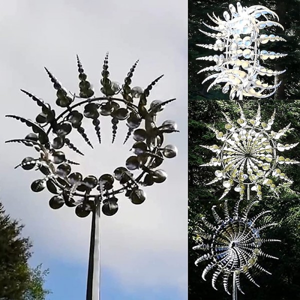 Magical Metal Garden Windmill,Kinetic Wind Spinners,Wind Sculpture for Yard 3D Outdoor Wind Kinetic Sculpture Move with The Wind - Metal Wind Spinners Suitable for Garden Terrace Lawn Yard