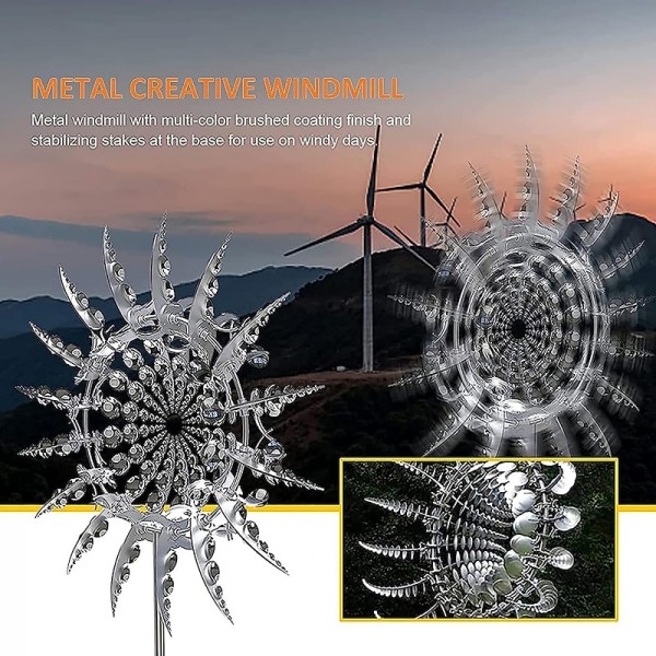 Magical Metal Garden Windmill,Kinetic Wind Spinners,Wind Sculpture for Yard 3D Outdoor Wind Kinetic Sculpture Move with The Wind - Metal Wind Spinners Suitable for Garden Terrace Lawn Yard
