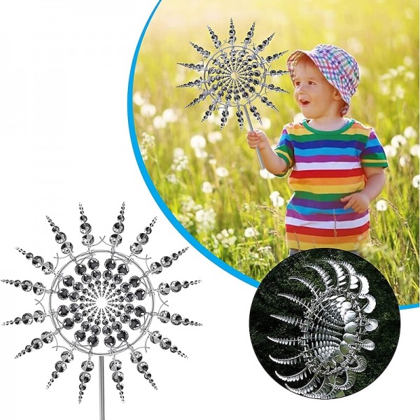 Magical Metal Garden Windmill,Kinetic Wind Spinners,Wind Sculpture for Yard 3D Outdoor Wind Kinetic Sculpture Move with The Wind - Metal Wind Spinners Suitable for Garden Terrace Lawn Yard