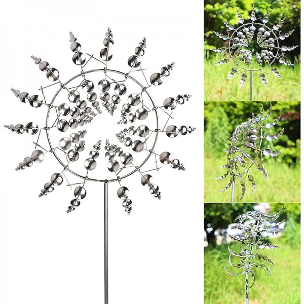 Magical Metal Garden Windmill,Kinetic Wind Spinners,Wind Sculpture for Yard 3D Outdoor Wind Kinetic Sculpture Move with The Wind - Metal Wind Spinners Suitable for Garden Terrace Lawn Yard