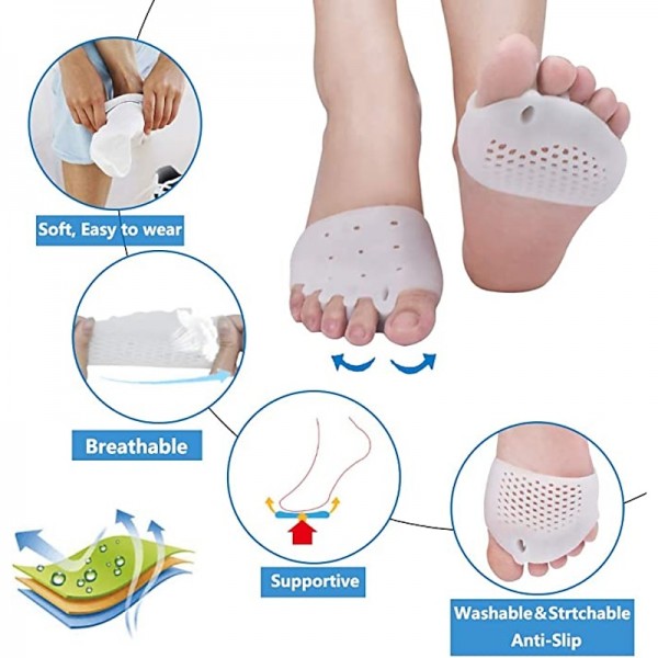 Metatarsal Pads, Gel Toe Separators, Bunion Corrector Cushion, Toe Spacers, Ball of Foot Cushions, Soft&Breathable, Idea for Mortons Neuroma, Blisters, Diabetic Feet, Hammer Toe, Rapid Pain Relief Metatarsal Pads, Gel Toe Separators, Bunion Corrector Cushion, Toe Spacers, Ball of Foot Cushions, Soft&Breathable, Idea for Mortons Neuroma, Blisters, Diabetic Feet, Hammer Toe, Rapid Pain Relief