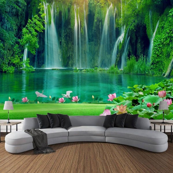 Magnificent Waterfall Forest Scenery Tapestry Art Decoration Curtain Hanging Family Bedroom Living Room Decoration