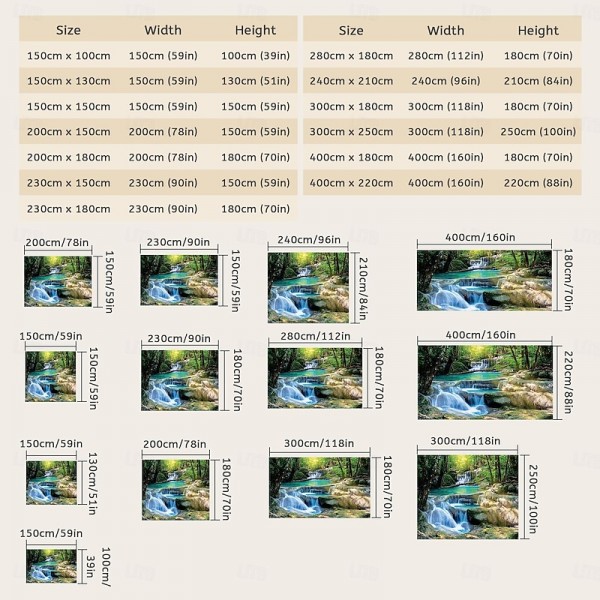 Magnificent Waterfall Forest Scenery Tapestry Art Decoration Curtain Hanging Family Bedroom Living Room Decoration
