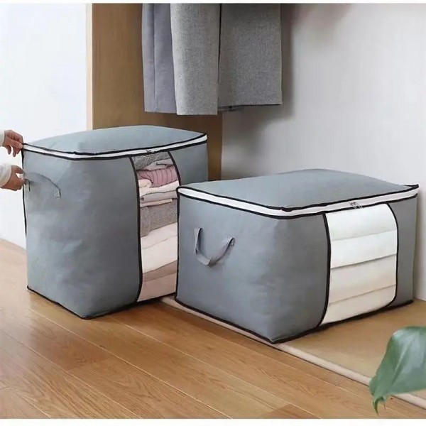 1pc Large Storage Bag Organizer Clothes Storage With Reinforced Handle, Storage Containers For Bedding, Comforters, Clothing, Closet, Clear Window, Sturdy Zippers 1pc Large Storage Bag Organizer Clothes Storage With Reinforced Handle, Storage Containers For Bedding, Comforters, Clothing, Closet, Clear Window, Sturdy Zippers