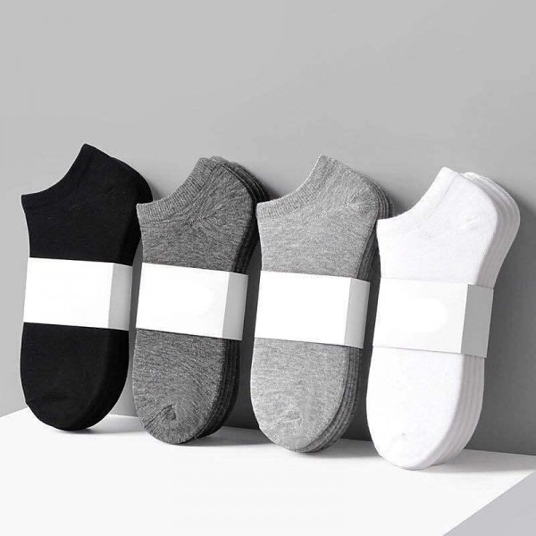 5 Pairs Of Black And White Gray Socks Four Seasons Solid Color Short Tube Invisible Low Socks Sweat-Absorbing 5 Pairs Of Black And White Gray Socks Four Seasons Solid Color Short Tube Invisible Low Socks Sweat-Absorbing