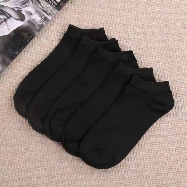 5 Pairs Of Black And White Gray Socks Four Seasons Solid Color Short Tube Invisible Low Socks Sweat-Absorbing 5 Pairs Of Black And White Gray Socks Four Seasons Solid Color Short Tube Invisible Low Socks Sweat-Absorbing