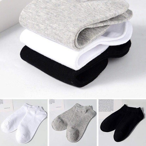 5 Pairs Of Black And White Gray Socks Four Seasons Solid Color Short Tube Invisible Low Socks Sweat-Absorbing 5 Pairs Of Black And White Gray Socks Four Seasons Solid Color Short Tube Invisible Low Socks Sweat-Absorbing