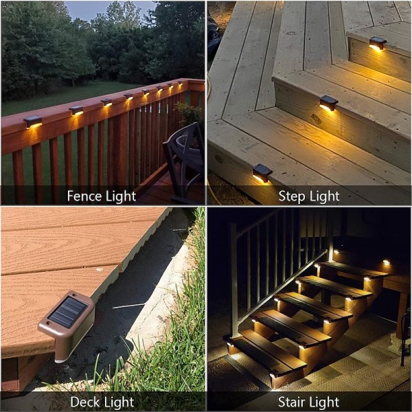 4pcs Solar Fence Lights Outdoor Waterproof Garden Light Courtyard Fence Steps Balcony Walkway Holiday Decoration Lighting Solar Night Lamp 4pcs Solar Fence Lights Outdoor Waterproof Garden Light Courtyard Fence Steps Balcony Walkway Holiday Decoration Lighting Solar Night Lamp