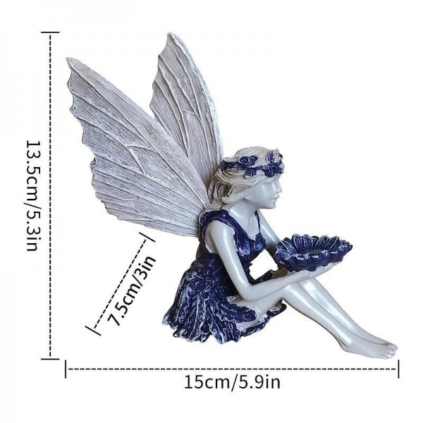 Fairy Statue,Fairy Angel Crafts, Resin Garden Sculpture Butterfly Wings Flower Elf Outdoor Decoration, For Home Decor Patio Lawn