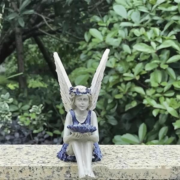 Fairy Statue,Fairy Angel Crafts, Resin Garden Sculpture Butterfly Wings Flower Elf Outdoor Decoration, For Home Decor Patio Lawn